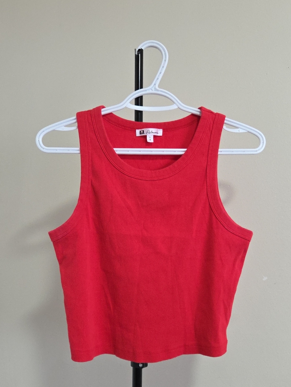Reitmans Cotton Blend Bright Red Ribbed Tank Top
